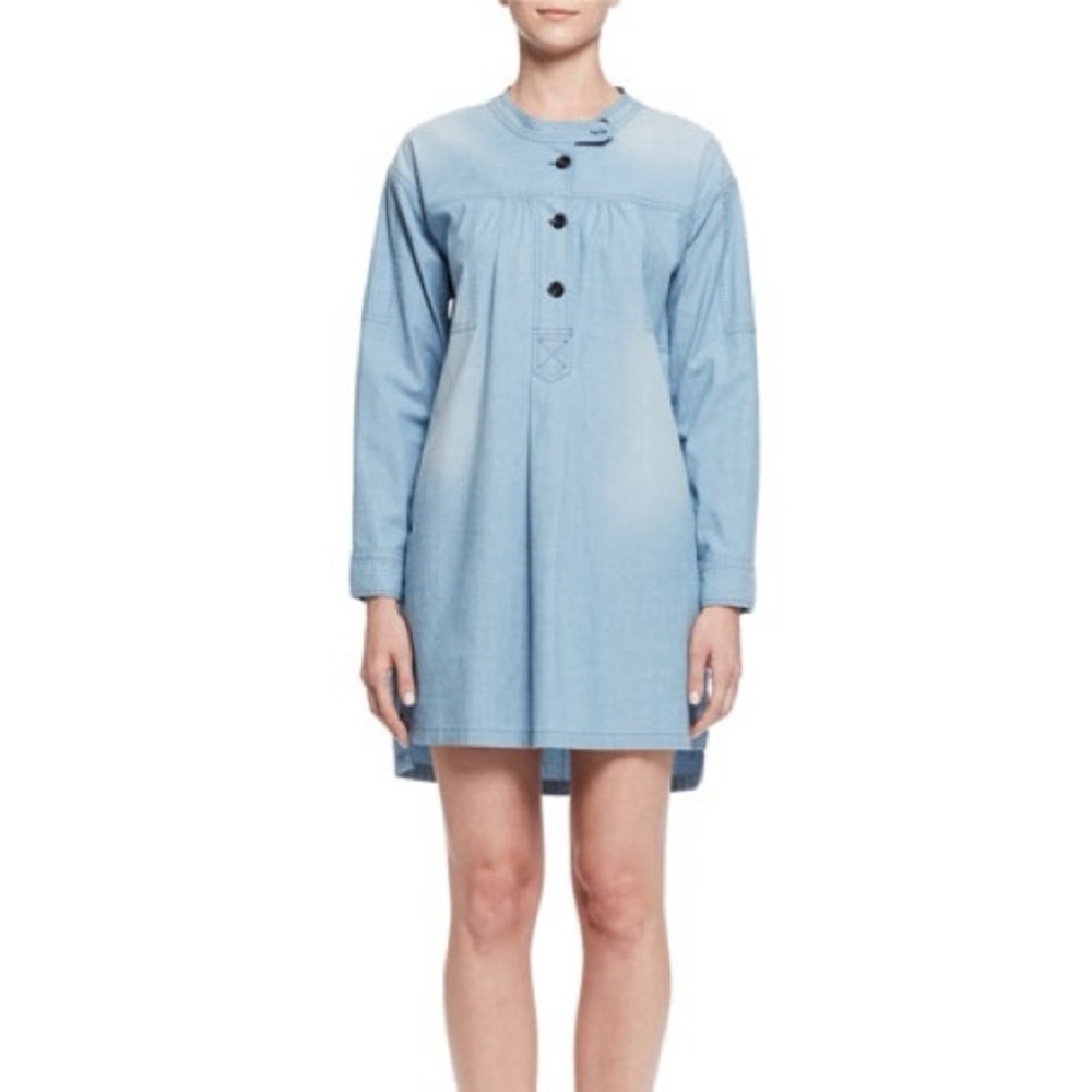 Isabel Marant Etoile Anise Denim Dress Blue Long Sleeve 34 Small